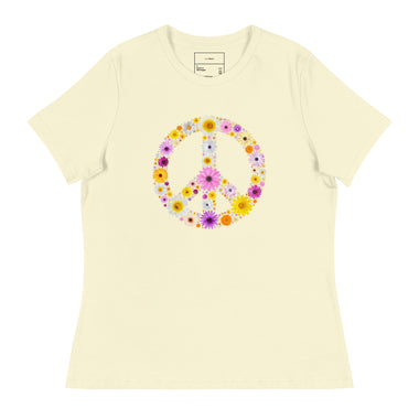 Women's  Peace Floral Sign 100% Cotton T-Shirt