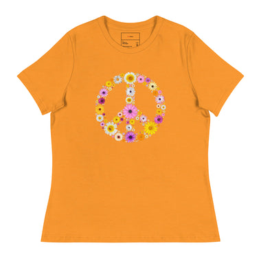 Women's  Peace Floral Sign 100% Cotton T-Shirt